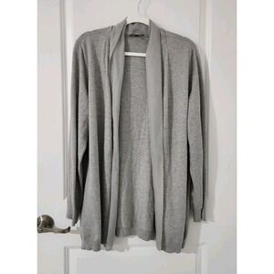 EILEEN FISHER Women's Open Front Long Sleeve Cardigan Size‎ XL Gray Cotton Silk